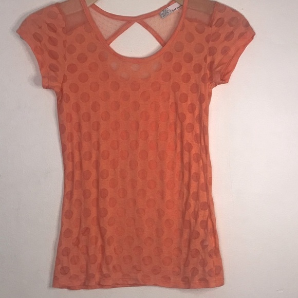 Derek Heart peach sheer polka dot top - Picture 2 of 13